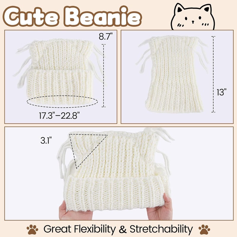 Babalet Store Cat Ear Beanie for Women Warm Winter Cap Chunky Knit Crochet Hat Slouchy Fox Hat Women Winter Trendy Headwear - Image 3